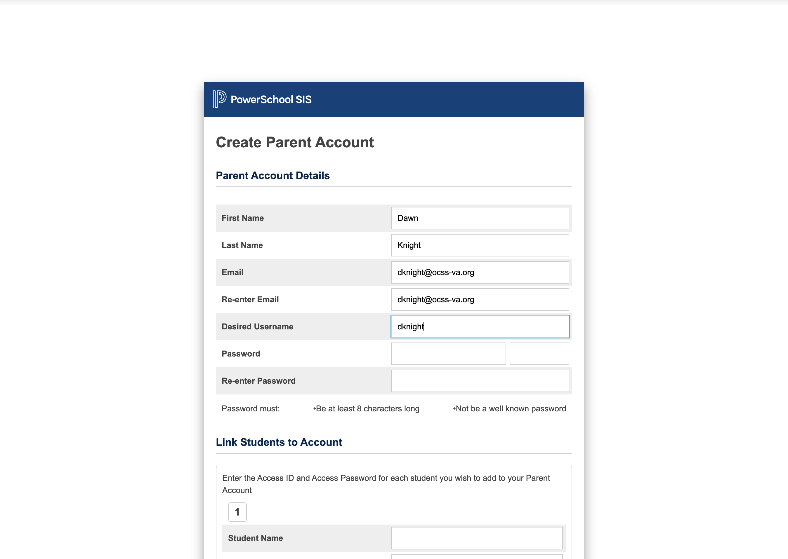 Type a username