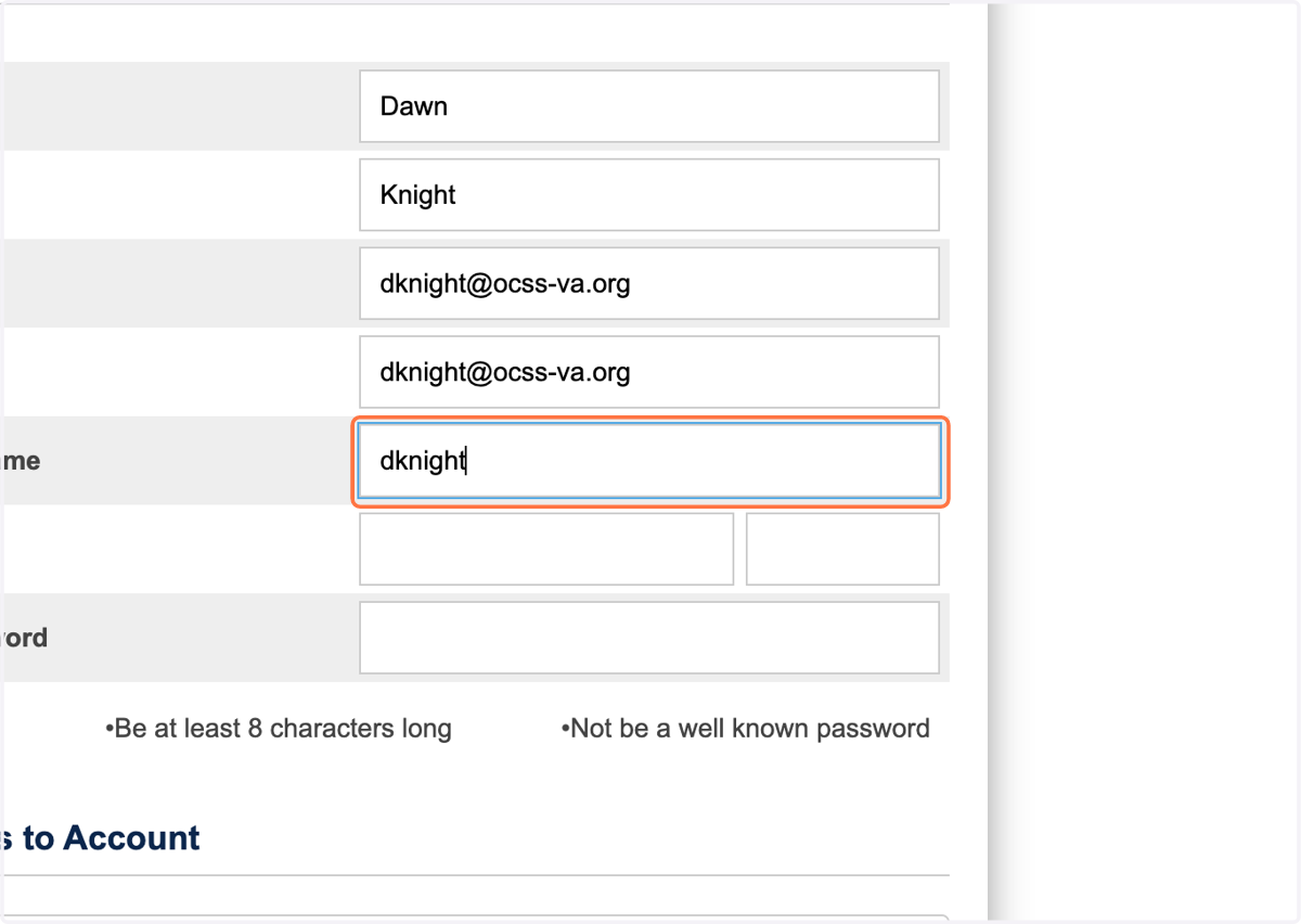 Type a username