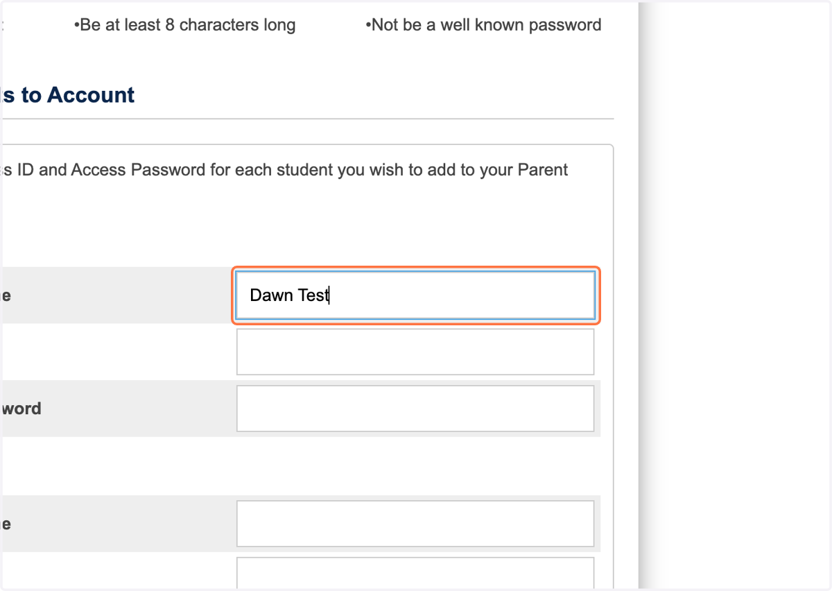 Type the name of your student