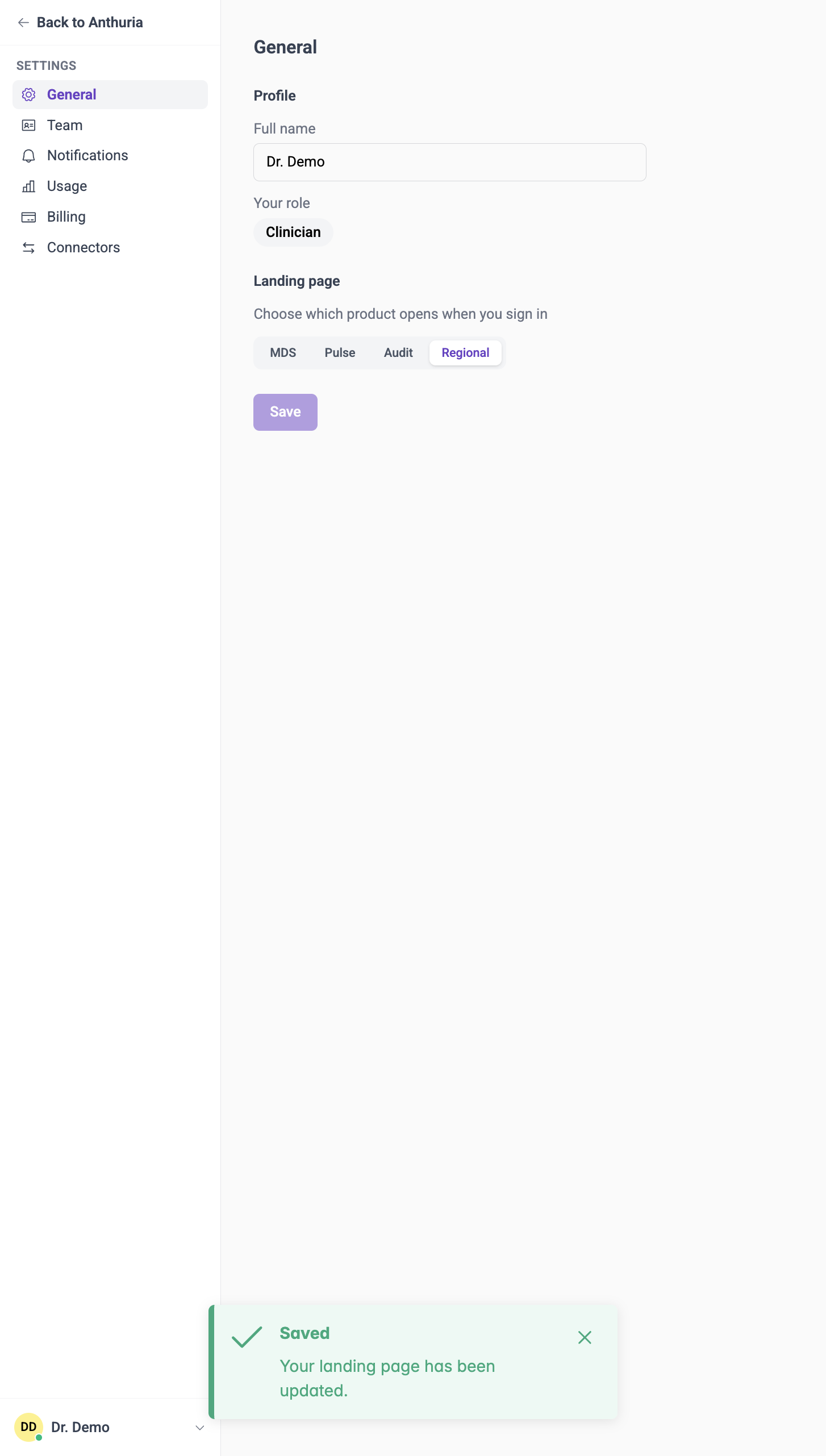 Click Save - and you will see this message
