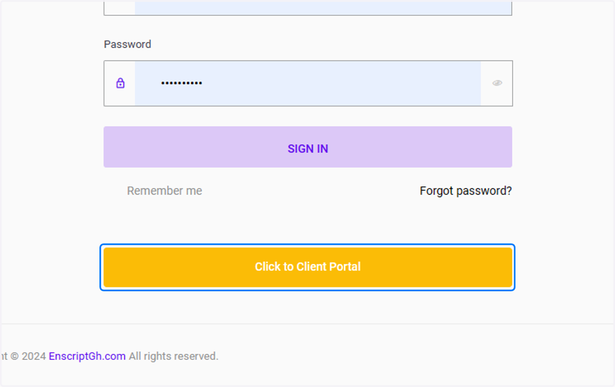 Click on Click to Client Portal