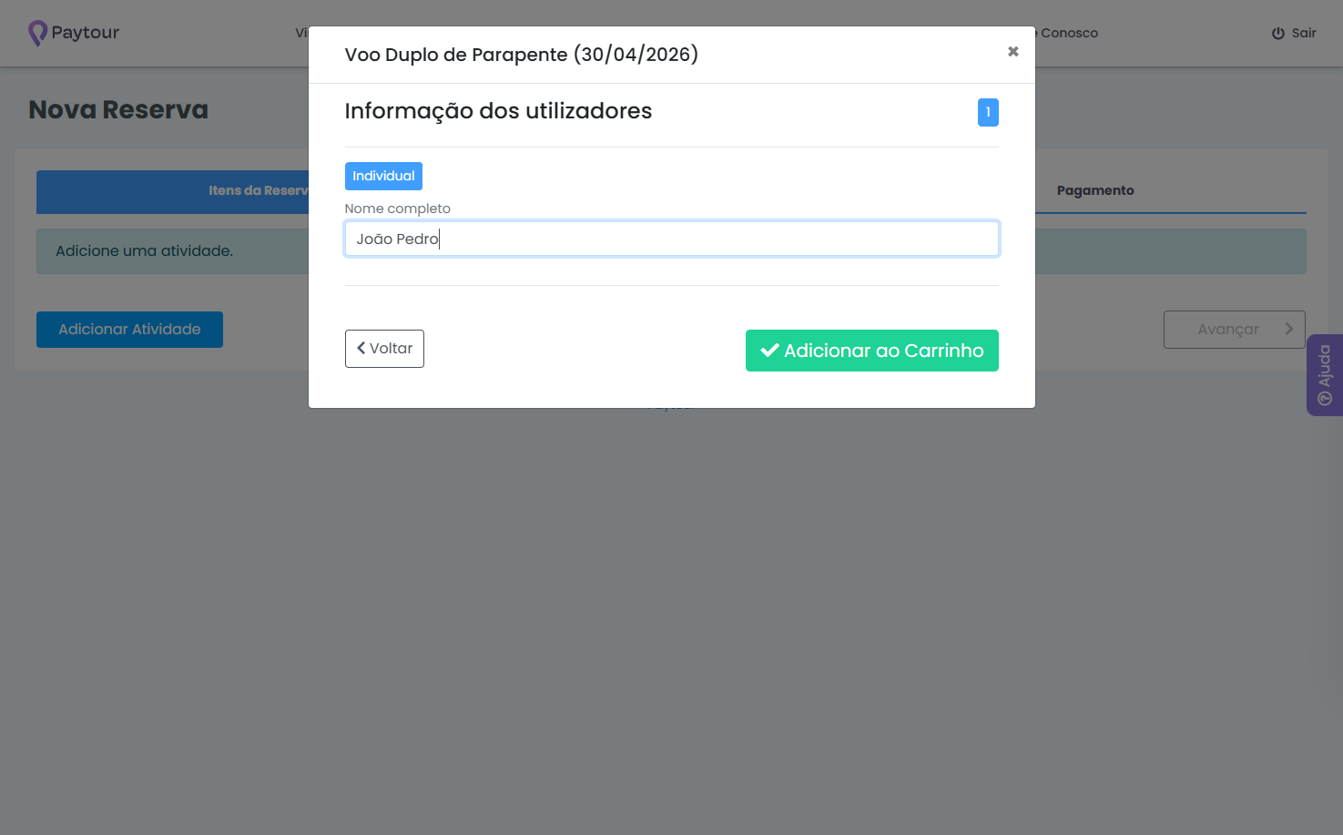 Digite o nome completo dos clientes