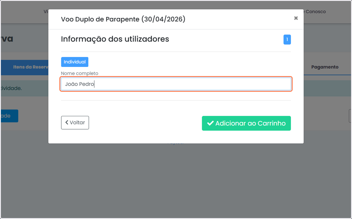 Digite o nome completo dos clientes