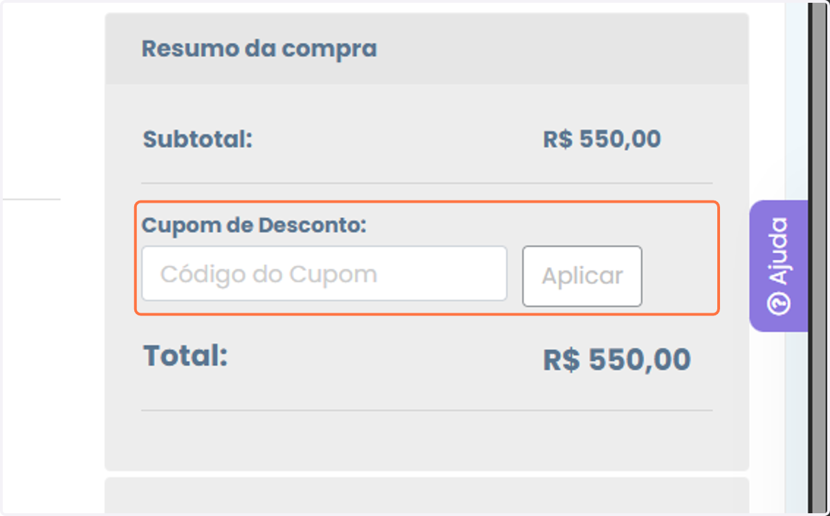 Cupom de desconto caso necessário