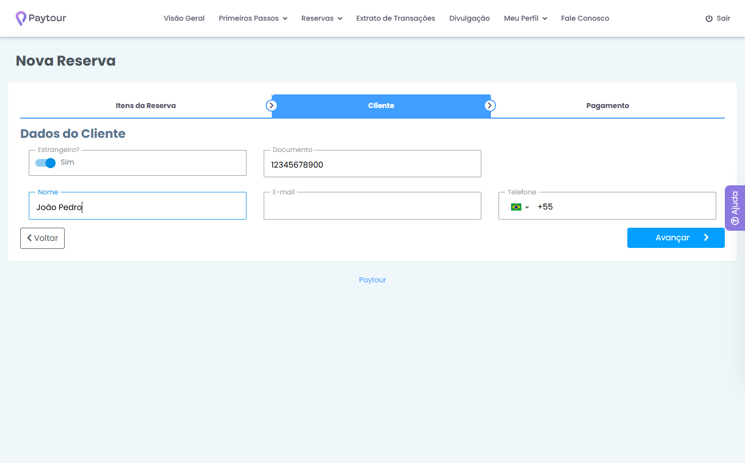 Nome completo do cliente