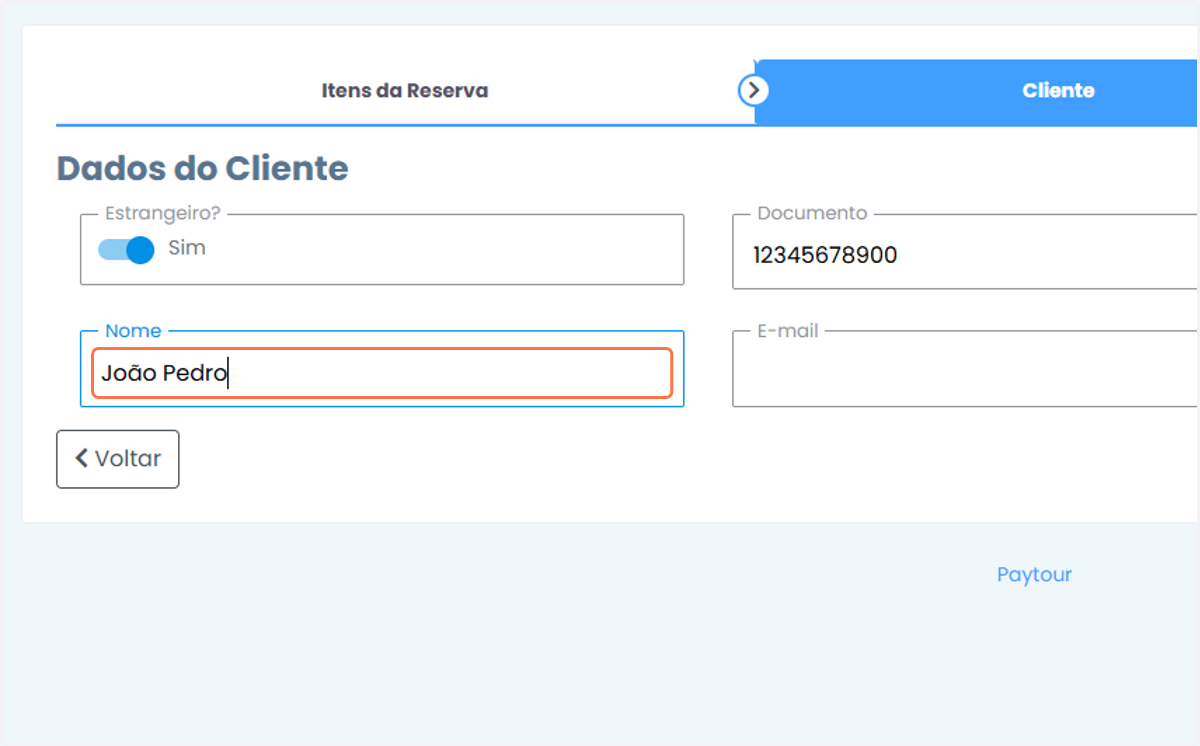 Nome completo do cliente