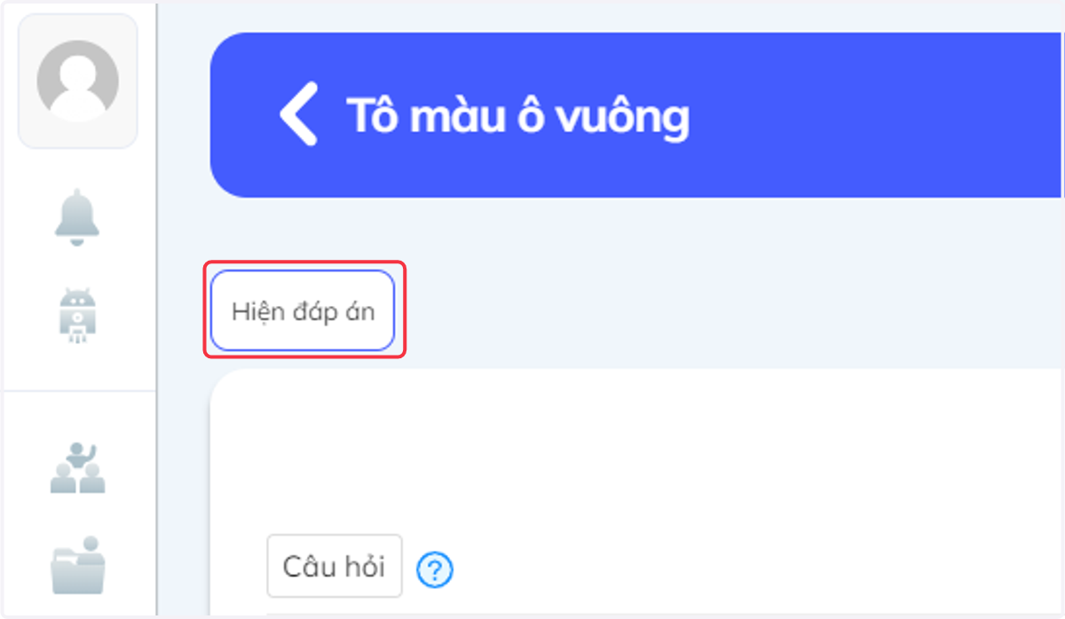 Nhấn chọn "Hiện đáp án" để kiểm tra đáp án