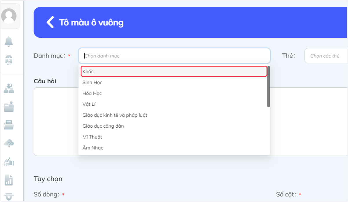 Nhấn chọn môn học