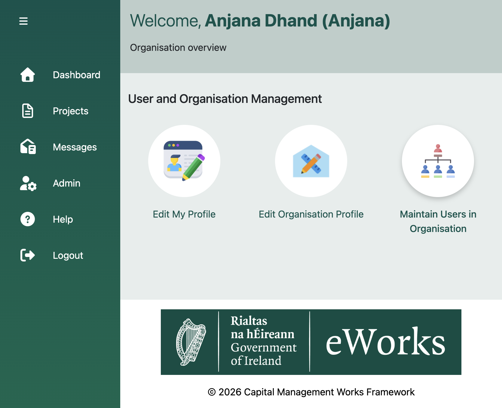 Click on Maintain Users in Organisation