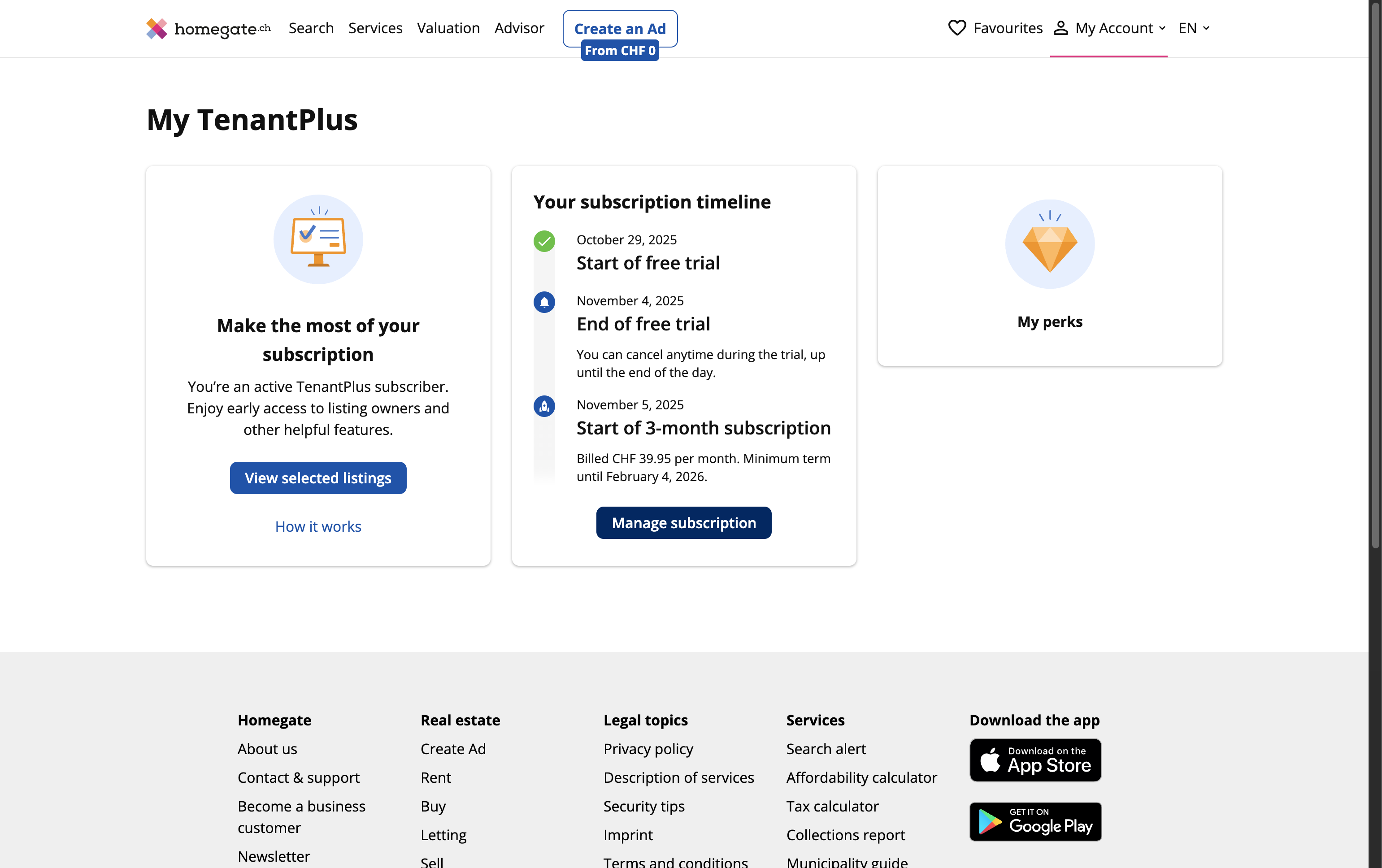 Click on Manage subscription