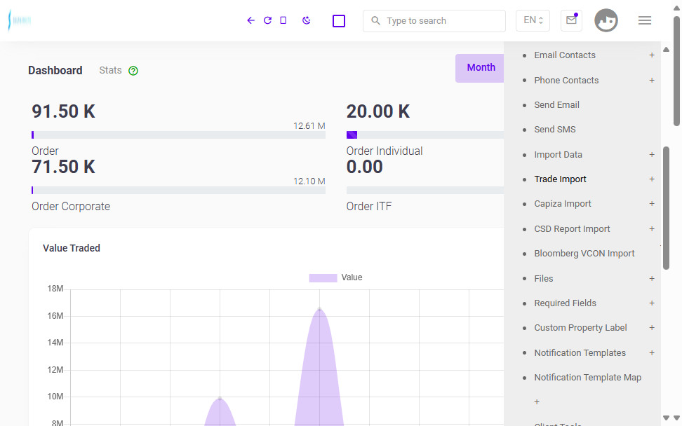 Click on Trade Import