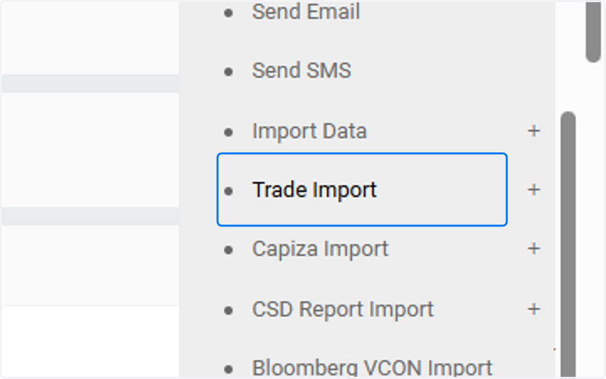 Click on Trade Import