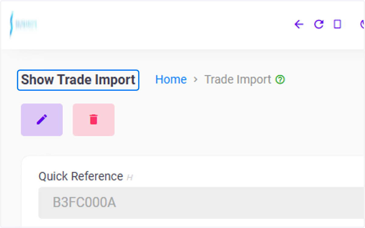 Click on Show Trade Import