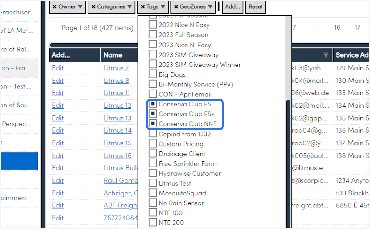 Select your Conserva Club Tags