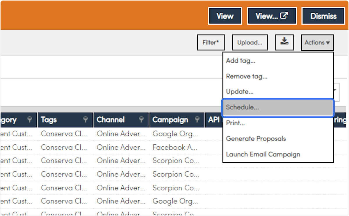 Click on Schedule...