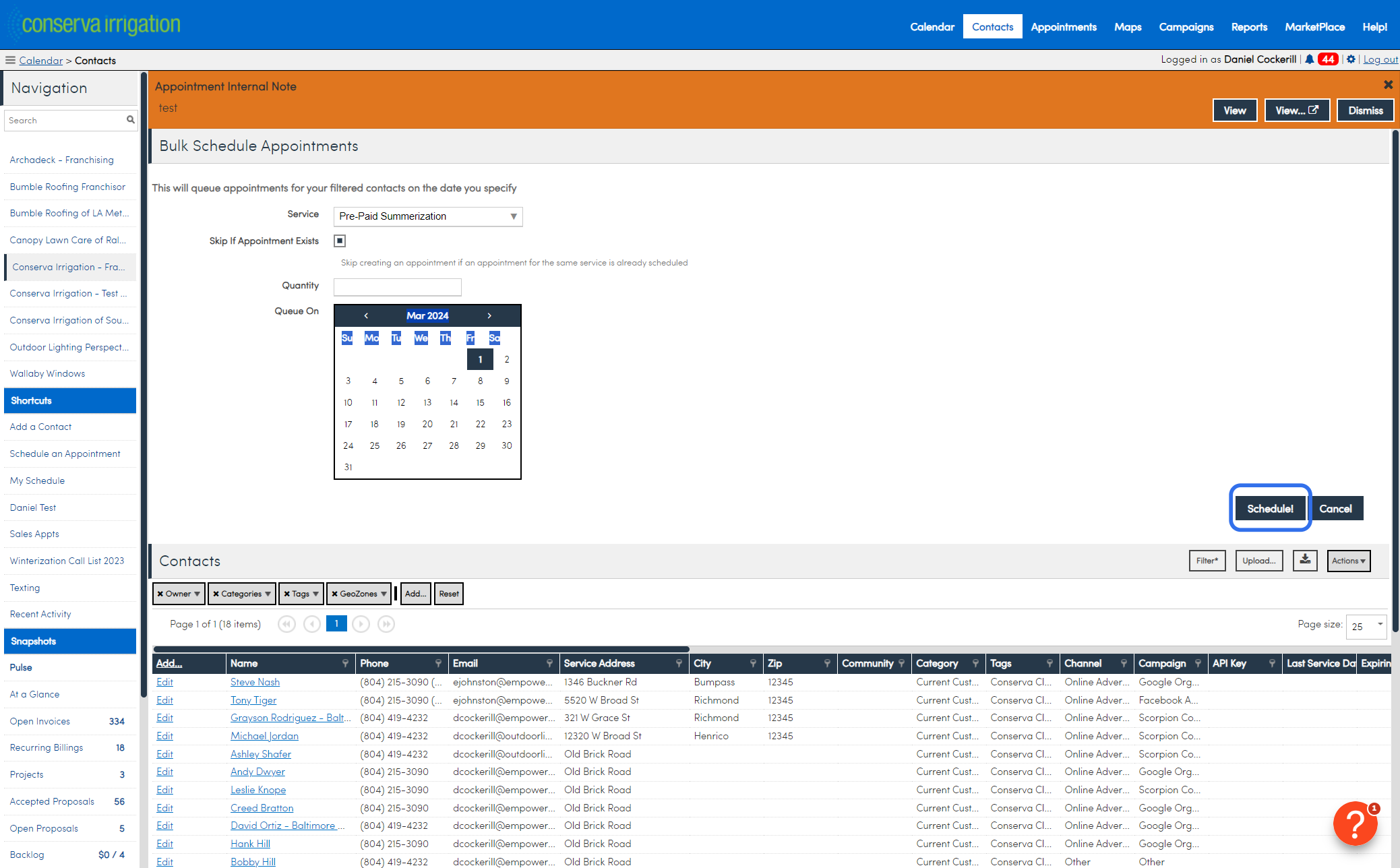 Select the date you want to Queue everything for and then click Schedule