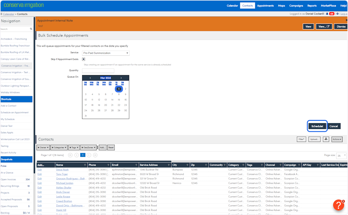 Select the date you want to Queue everything for and then click Schedule