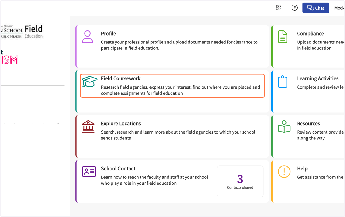 Click on Field Coursework…