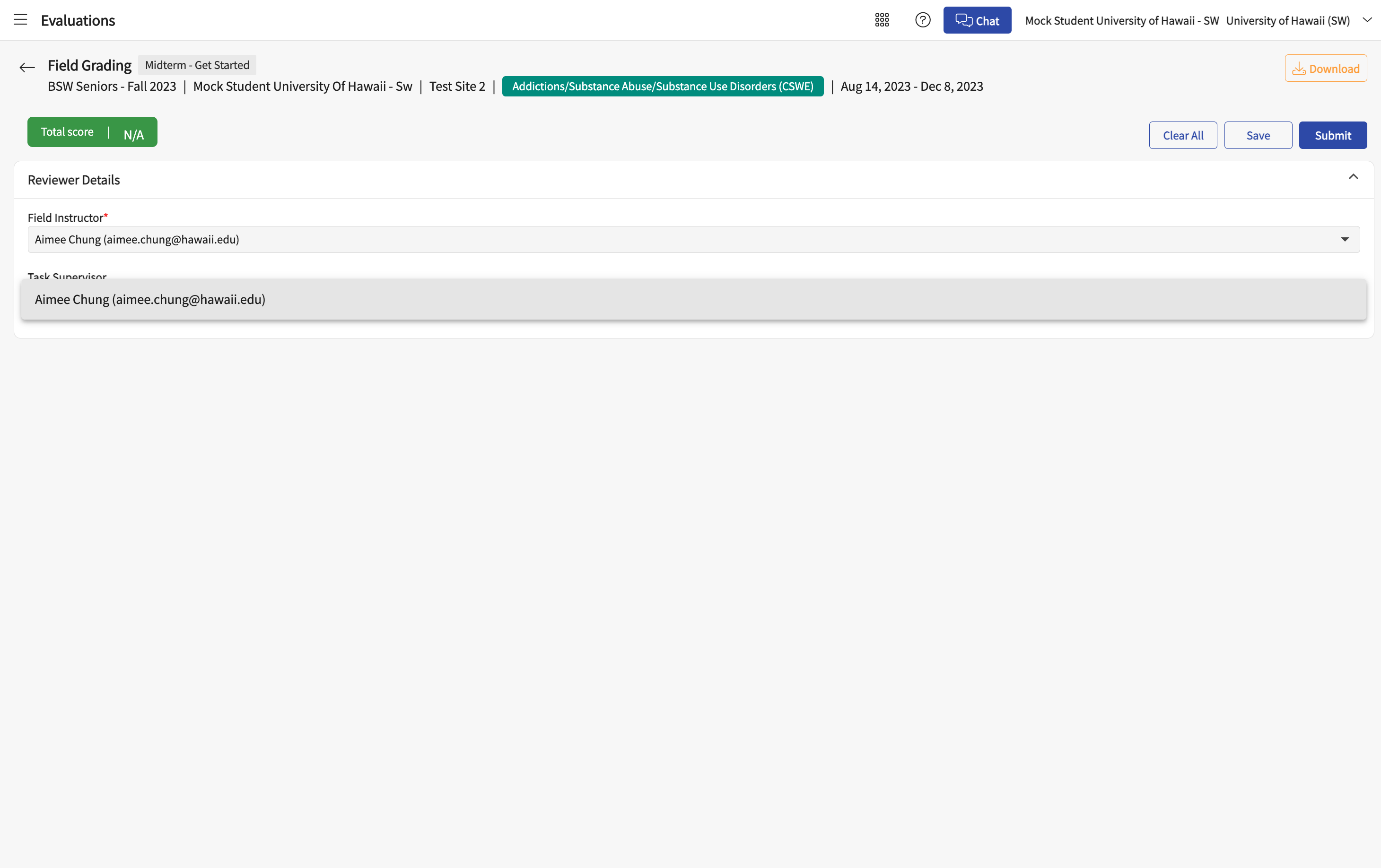 Select your Site Supervisor's name, if applicable