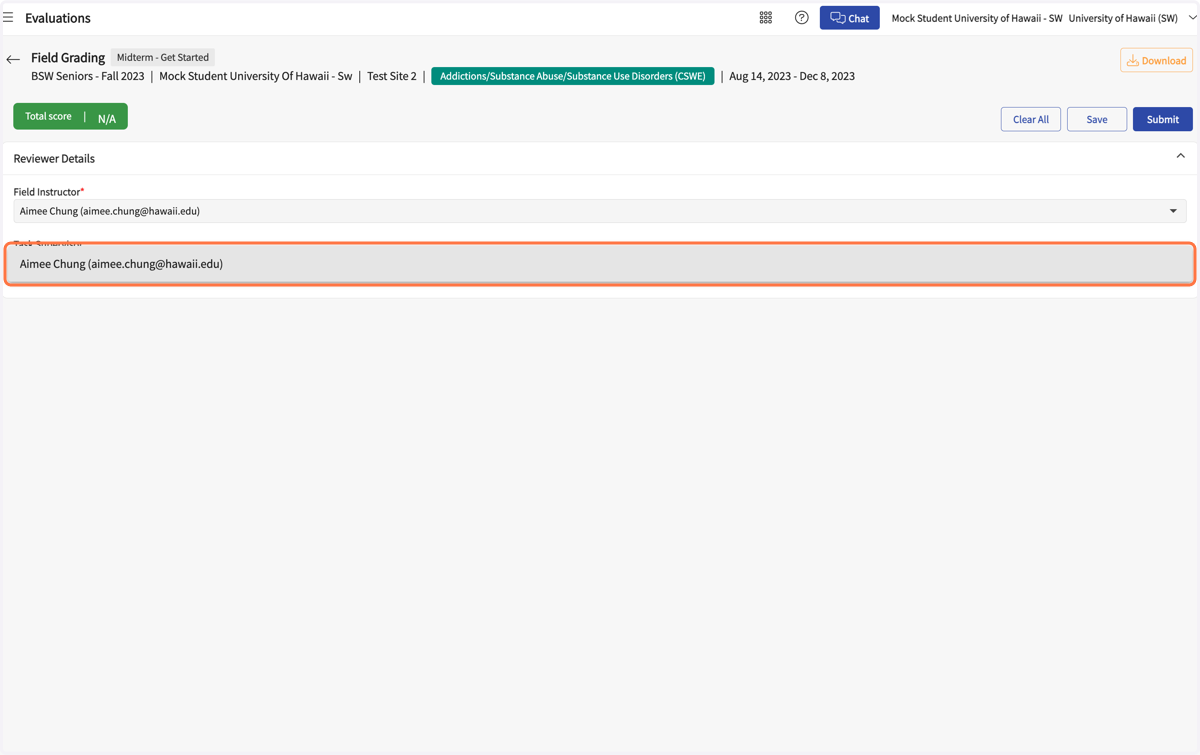 Select your Site Supervisor's name, if applicable