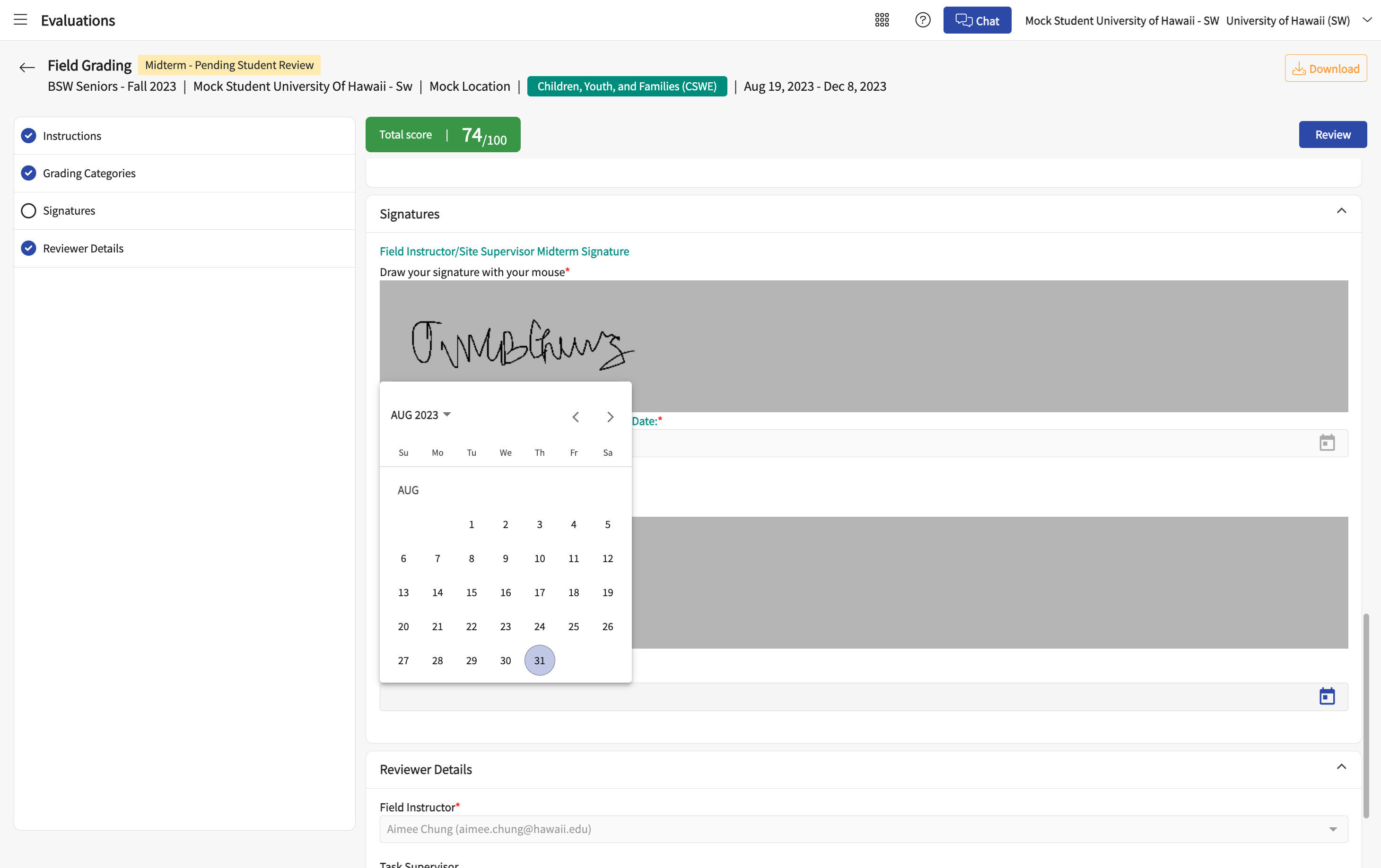 Select the date