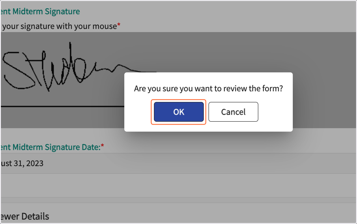 Click on OK in the pop-up