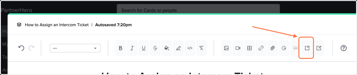Select the iframe option at the top of the card.