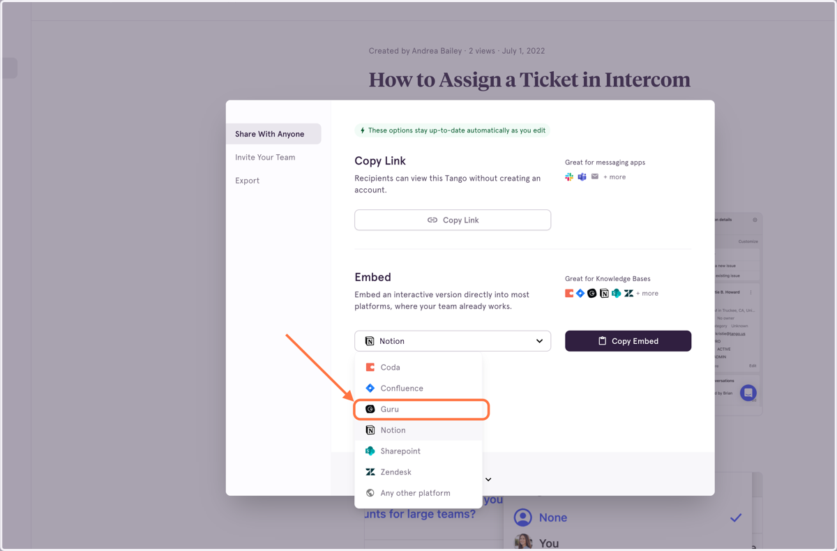 Select Guru from the drop down menu