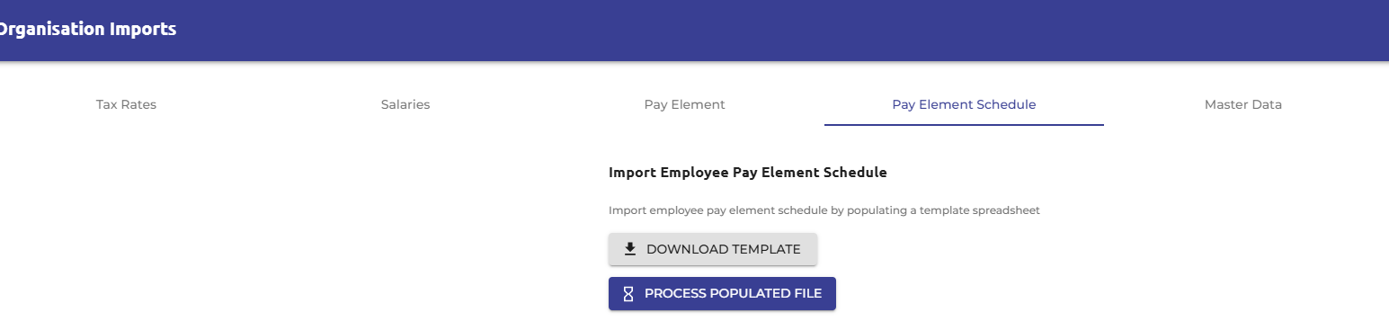 Navigate back to the organisation screen and select 'Process populated file'
