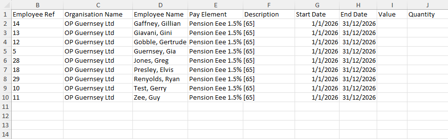 Once you have completed this for all of the relevant employees, you can enter the start and end date.