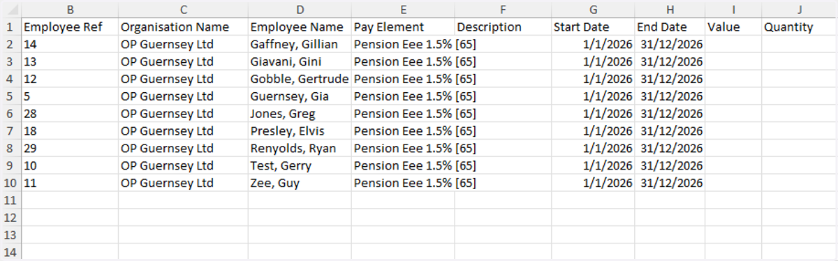 Once you have completed this for all of the relevant employees, you can enter the start and end date.