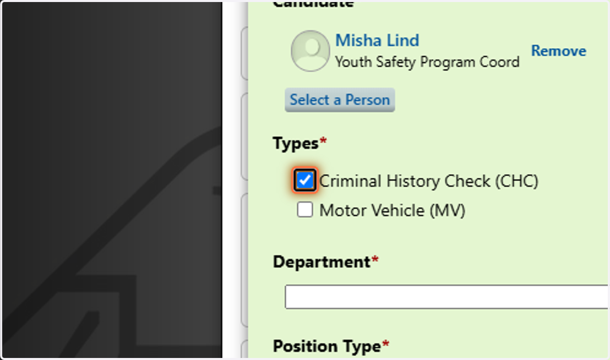 Indicate which type of check you are requesting