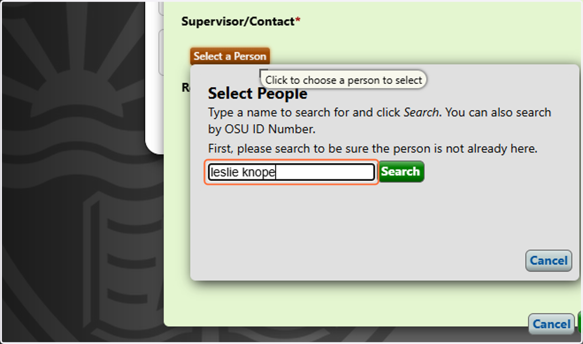 Enter the name of the supervisor or main contact for the session related to this criminal history check