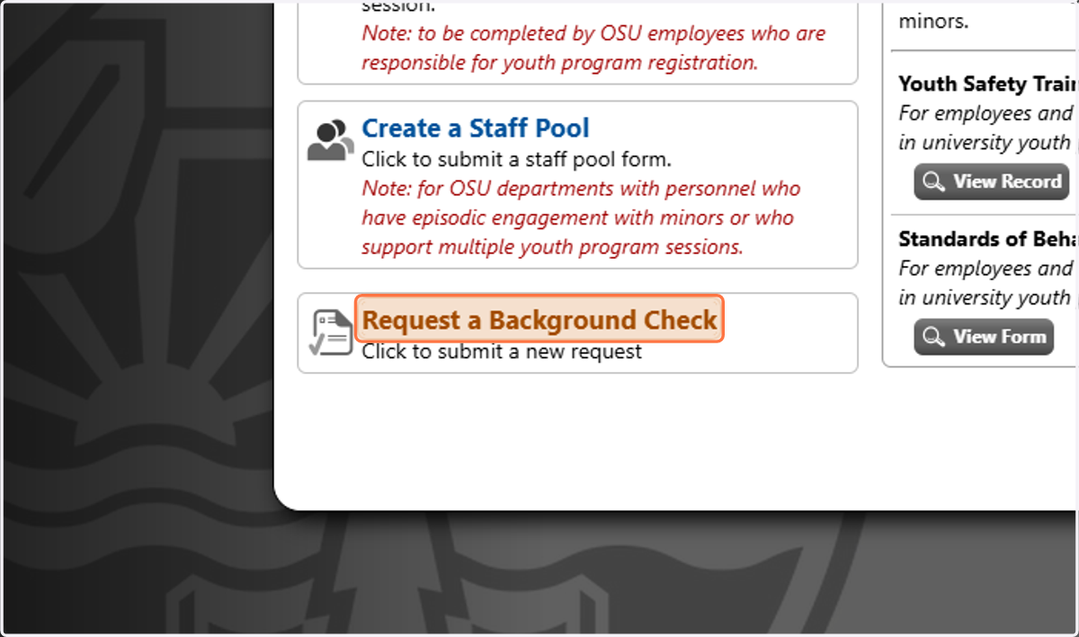 Click on Request a Background Check