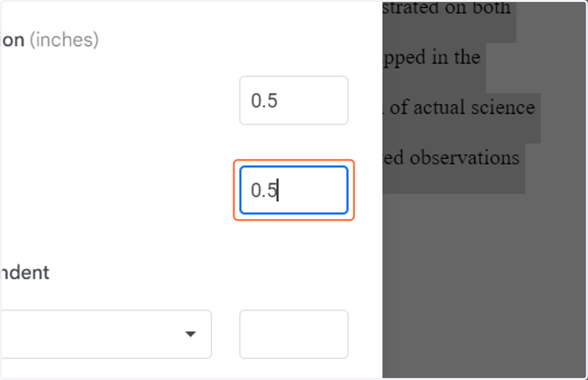 Type "0.5" in Right