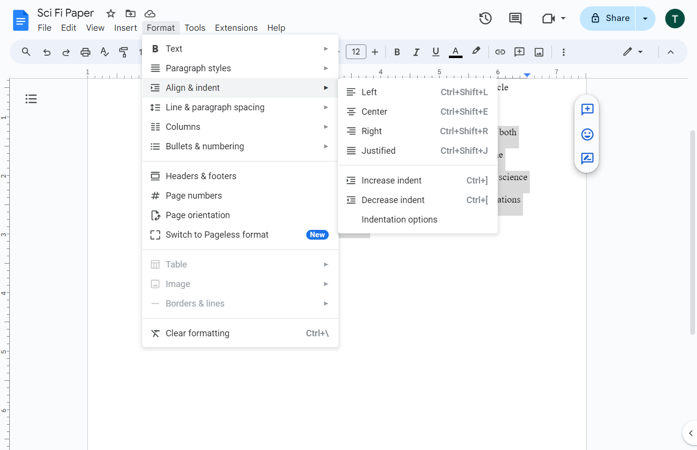 Click on Align & indent…