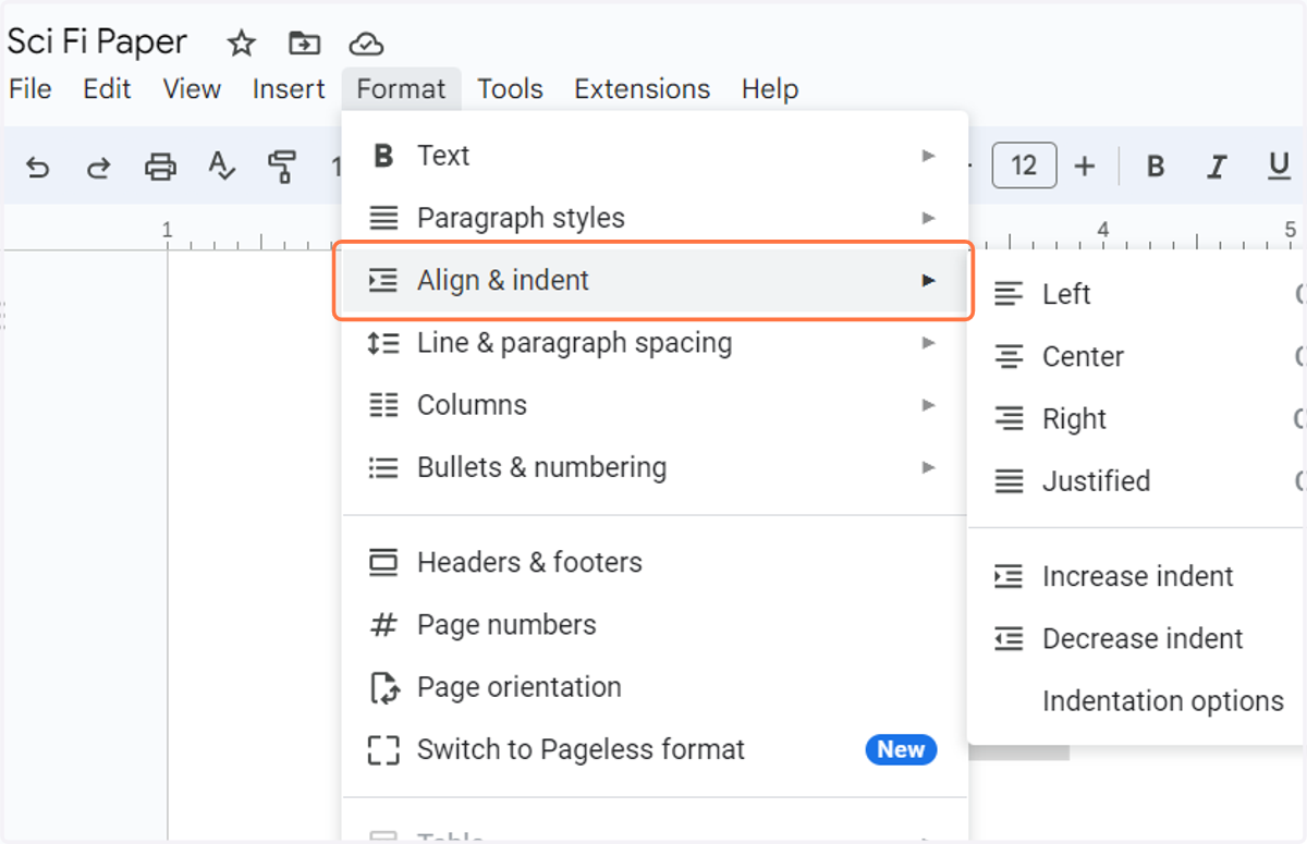 Click on Align & indent…
