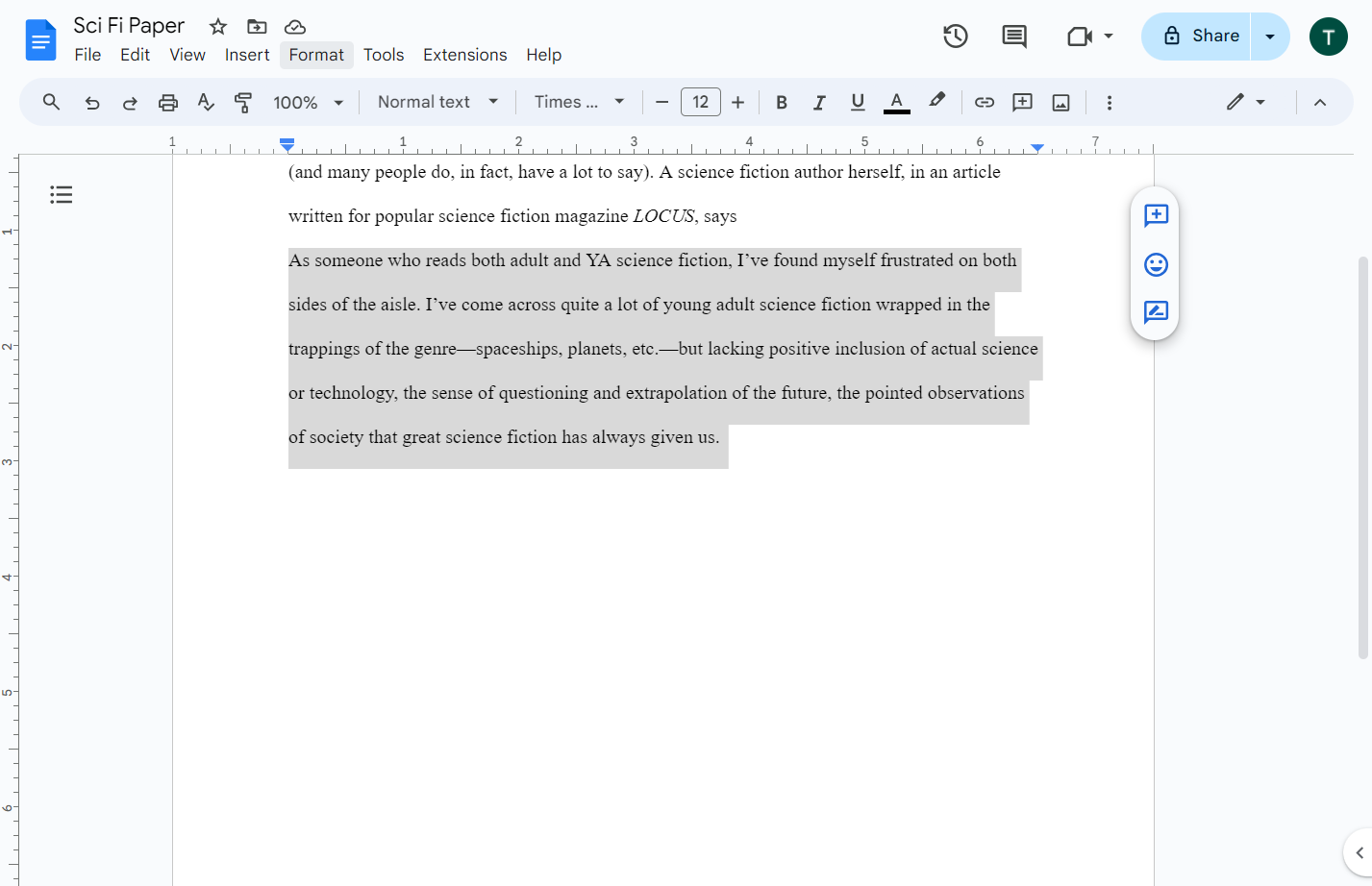 Click on Format