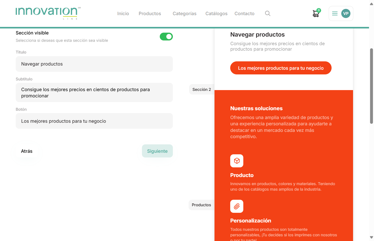 Completa la información en la Landing Page