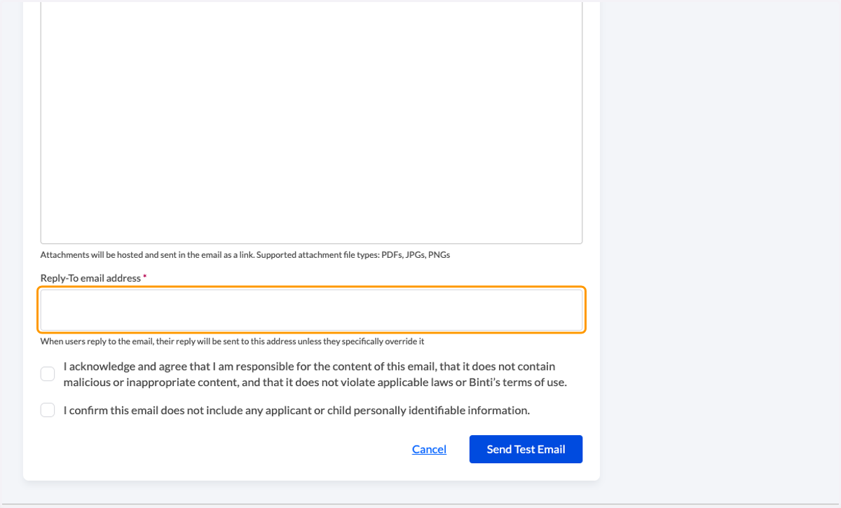 Enter a reply-to address for all messages