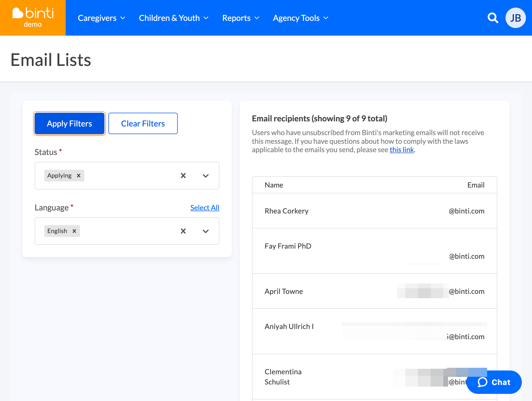 Confirm the email recipient list