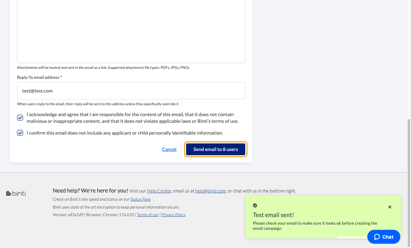 Click on 'Send email' to initiate the email campaign.