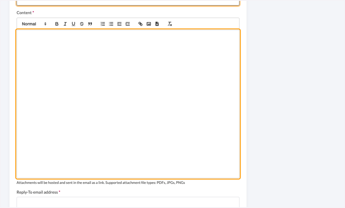 Enter content for the email message