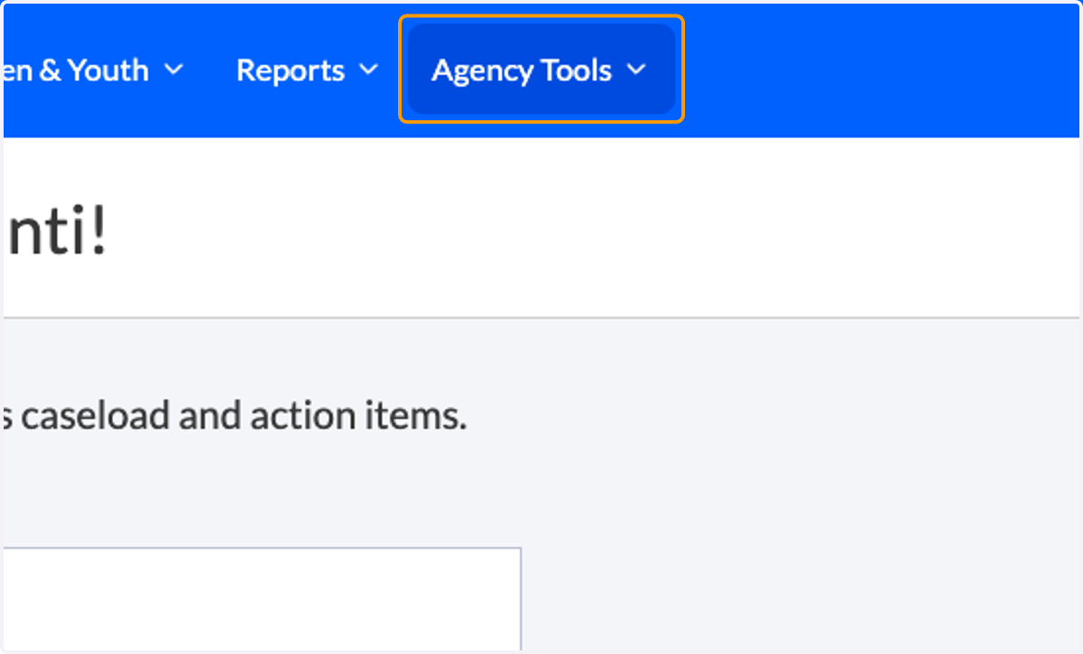 Click on Agency Tools