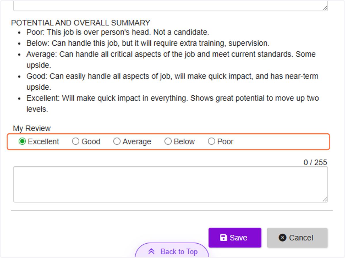 Select an option for each of the questions