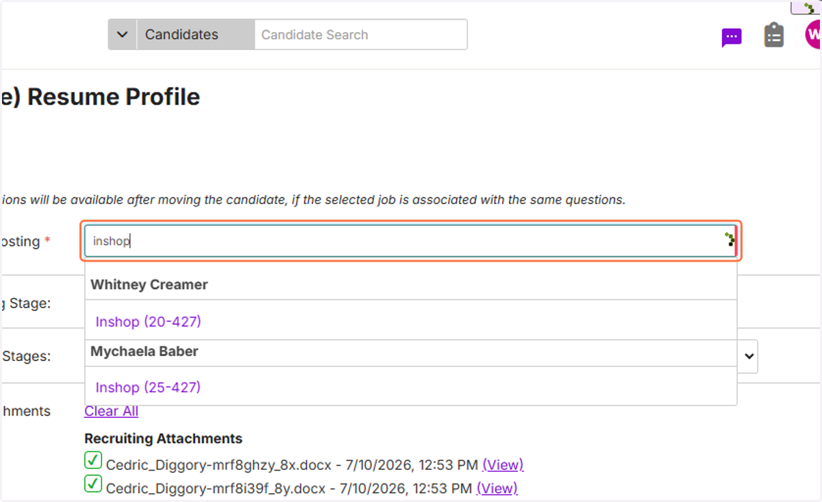 Type the job's title in Associate With Job Posting