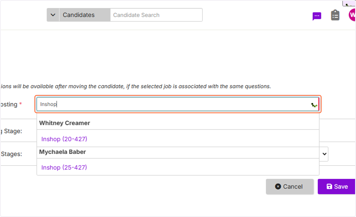 Type the job title in the Associate With Job Posting page