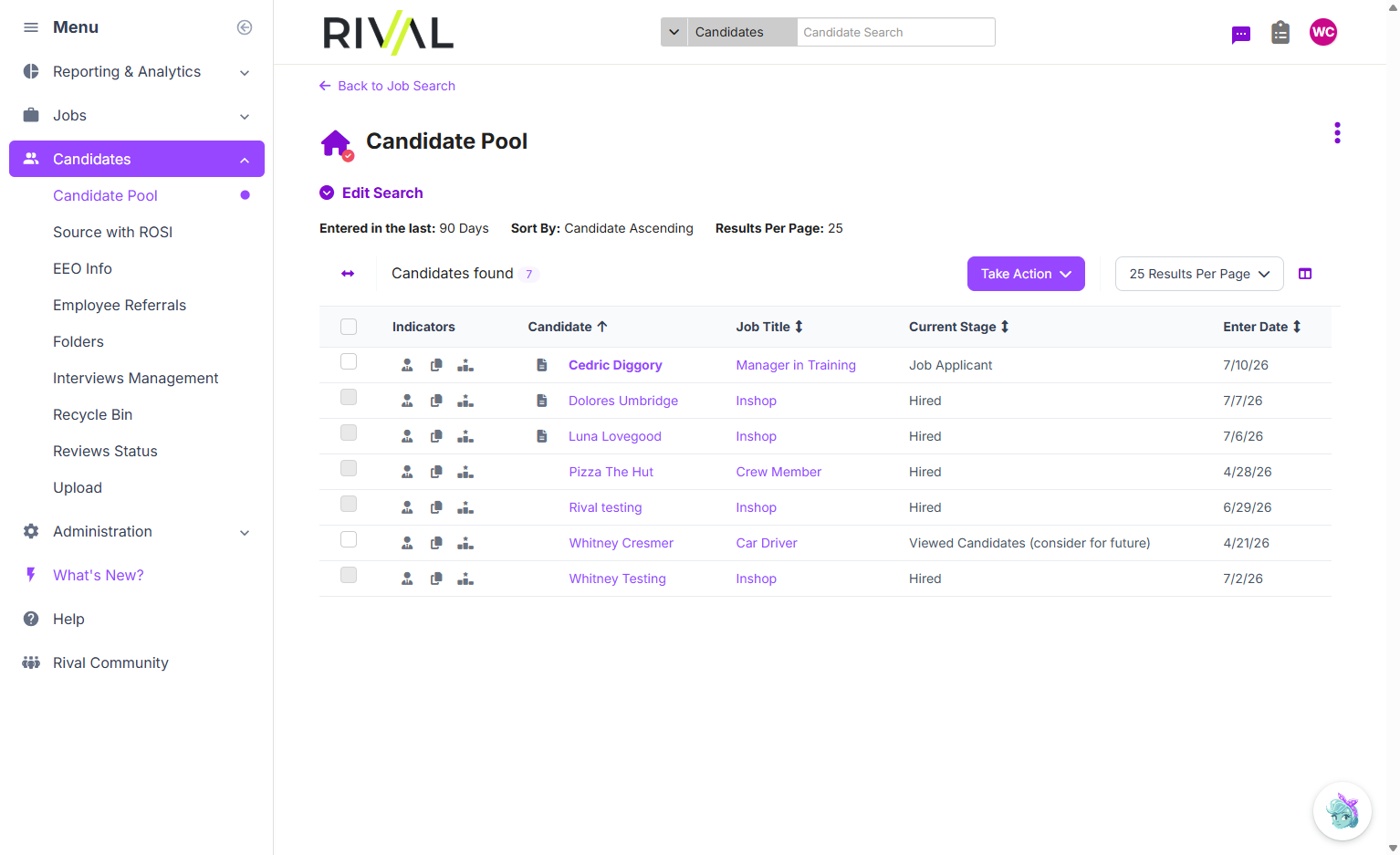 Click on Candidate