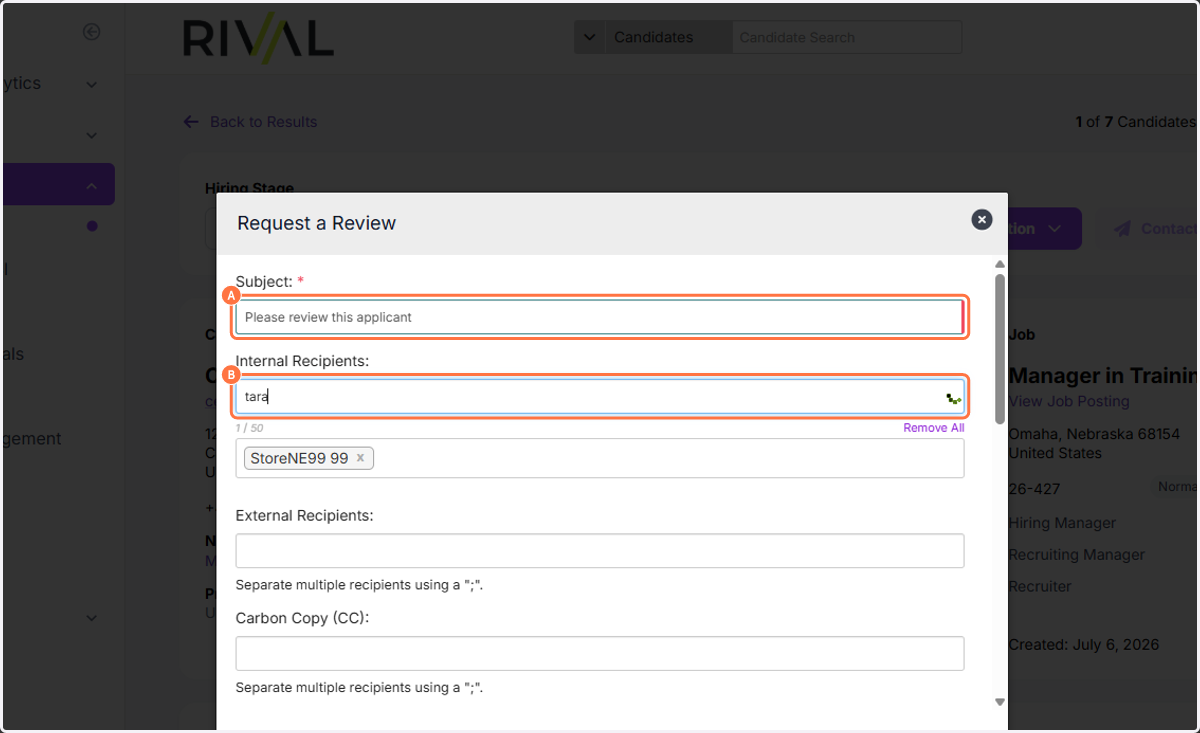 A. Type Subject B. Type in text field