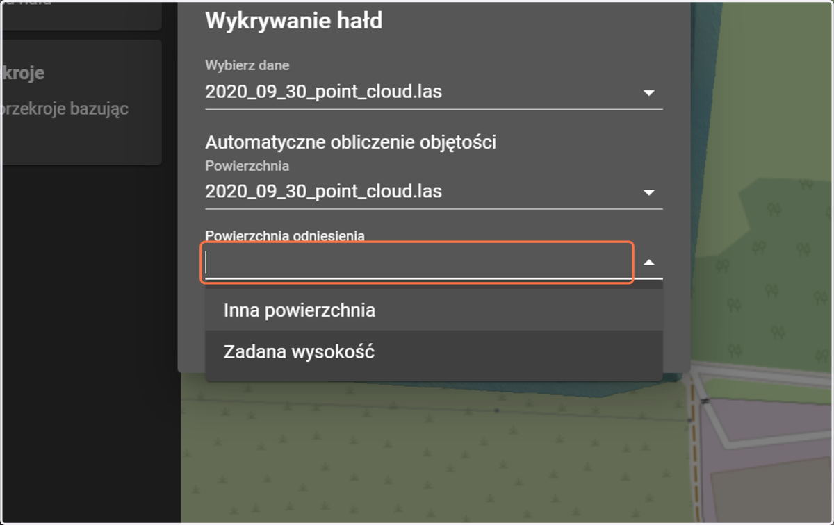 Wybierz powierzchnię odniesienia